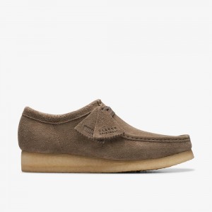 Grey Clarks Men's Wallabee Slip On Shoes | 639RHFBVM