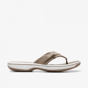 Grey Clarks Women's Breeze Sea Flip Flops | 128SGRDYB