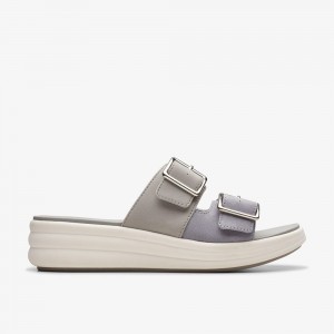 Grey Clarks Women's Drift Buckle Wedge Sandals | 563EZTMPX