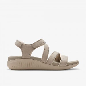 Grey Clarks Women's Glide Hi Ella Wedge Sandals | 071ZUPFQC