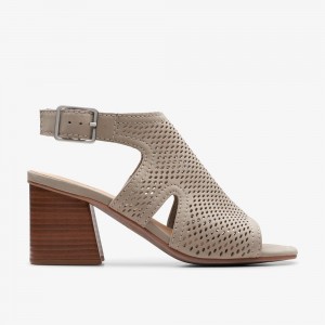 Grey Clarks Women's Siara 65 Flow Heeled Sandals | 701DKMIQY