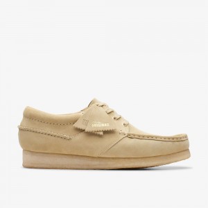 Khaki Clarks Men's Wallabee Boat Slip On Shoes | 314EOXZJD