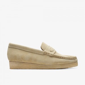 Khaki Clarks Women's Wallabee Loafer Slip On Shoes | 617RLMYTD