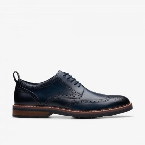 Navy Clarks Men's Aldwin Limit Oxfords | 926XAWYLO