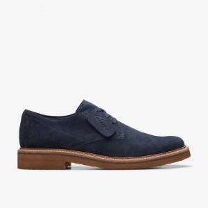 Navy Clarks Men's Clarkdale Derby Oxfords | 924ZUNMHV