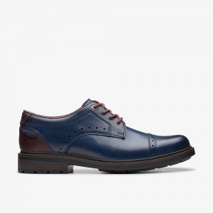 Navy Clarks Men's Un Shire Vibe Oxfords | 863EVNBHP