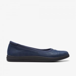 Navy Clarks Women's Breeze Ayla Ballet Flats | 397OWRSLT