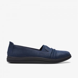 Navy Clarks Women's Breeze Sol Slip On Shoes | 873SJVRYN