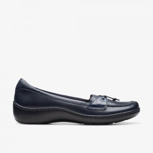 Navy Clarks Women's Cora Haley Slip On Shoes | 674UHCGAJ