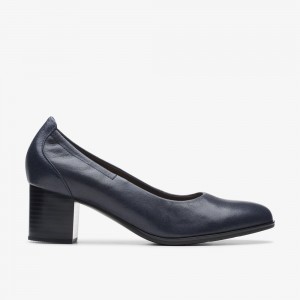 Navy Clarks Women's Loken Step Pumps | 748CLXEWU