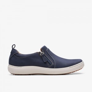 Navy Clarks Women's Nalle Lilac Sneakers | 592AQLTXW