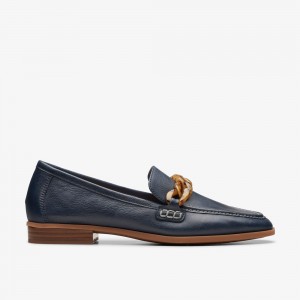 Navy Clarks Women's Sarafyna Iris Loafers | 097OCVEXI