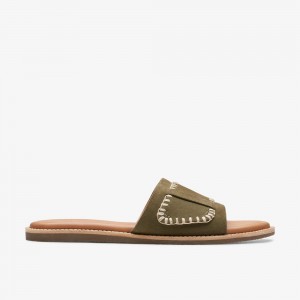 Olive Clarks Women's Maritime Mule Flat Sandals | 075RYDKCF