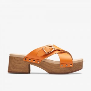 Orange Clarks Women's Sivanne Walk Heeled Sandals | 289HCFRVY