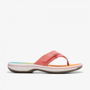 Pink Clarks Women's Breeze Sea Flip Flops | 081YPLRKE