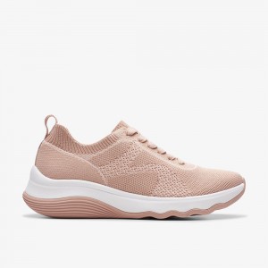 Pink Clarks Women's Circuit Tie Sneakers | 295GLFEQP