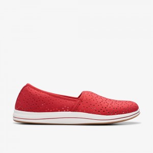 Red Clarks Women's Breeze Emily Slip On Shoes | 125VFRIKZ