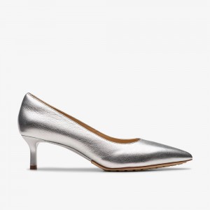 Silver Clarks Women's Adela Court Pumps | 582AEBVDJ