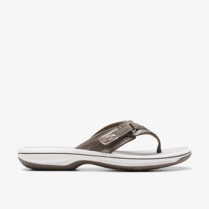 Silver Clarks Women's Breeze Sea Flip Flops | 468LWTPXA