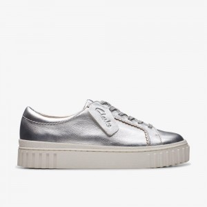 Silver Clarks Women's Mayhill Walk Sneakers | 427SLBKEW