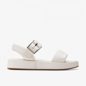 White Clarks Women's Alda Strap Flat Sandals | 147LYCMXK