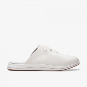 White Clarks Women's Breeze Clara Mules | 065JLMFRB