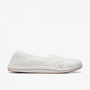 White Clarks Women's Breeze Emily Slip On Shoes | 870KIYGAJ