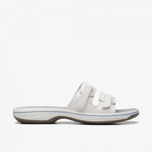 White Clarks Women's Breeze Piper Flat Sandals | 934IVLGEF