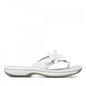 White Clarks Women's Brinkley Flora Flip Flops | 568EJFZDY