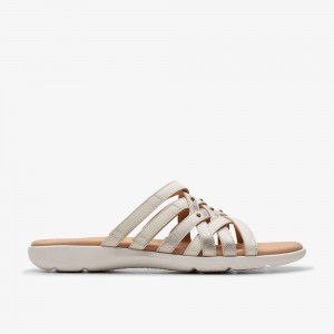 White Clarks Women's Elizabelle Rio Flat Sandals | 285SFMOEJ