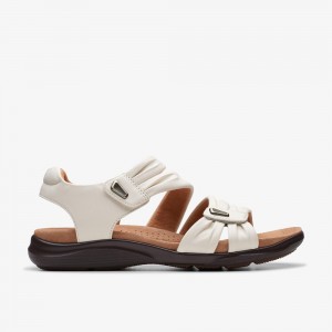 White Clarks Women's Kitly Ave Flat Sandals | 291IPGLNJ