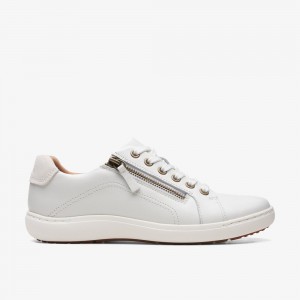 White Clarks Women's Nalle Lace Sneakers | 729RWKZQT