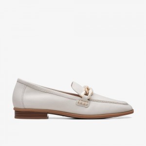 White Clarks Women's Sarafyna Iris Loafers | 781NFLRVB