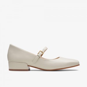 White Clarks Women's Seren 30 Buckle Ballet Flats | 038KUFYGC