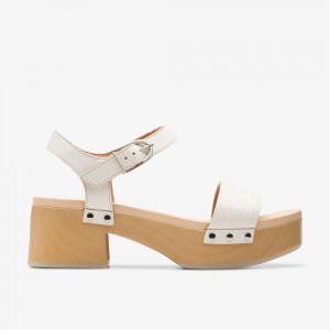 White Clarks Women's Sivanne Bay Heeled Sandals | 254OCHZBP