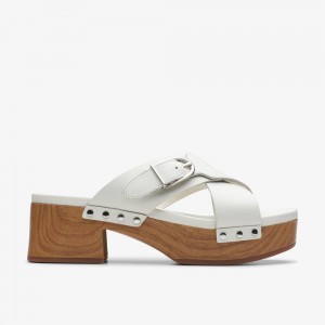 White Clarks Women's Sivanne Walk Heeled Sandals | 239XGQSTU