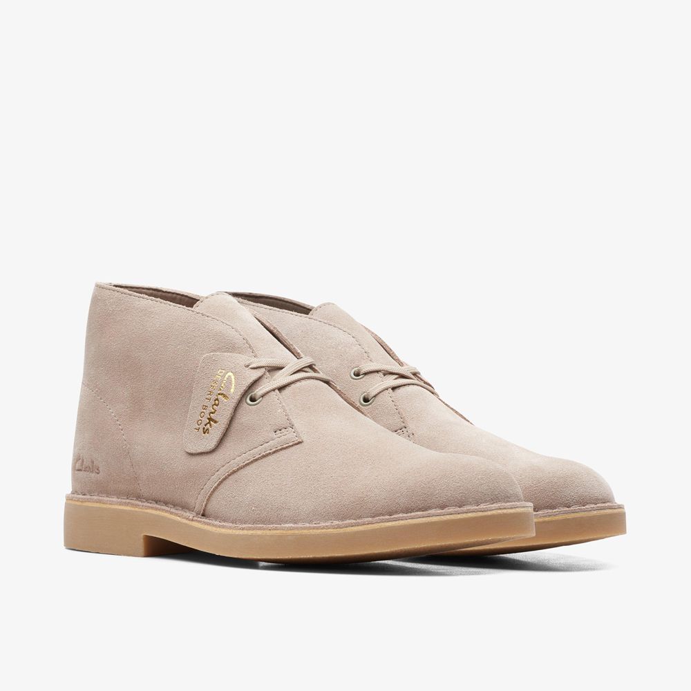 Beige Clarks Men's Desert Evo Boots | 129VNEXAW