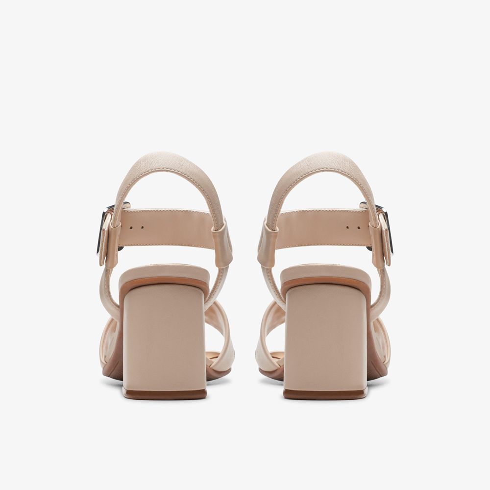 Beige Clarks Women's Siara 65 Buckle Heeled Sandals | 801GPALQC