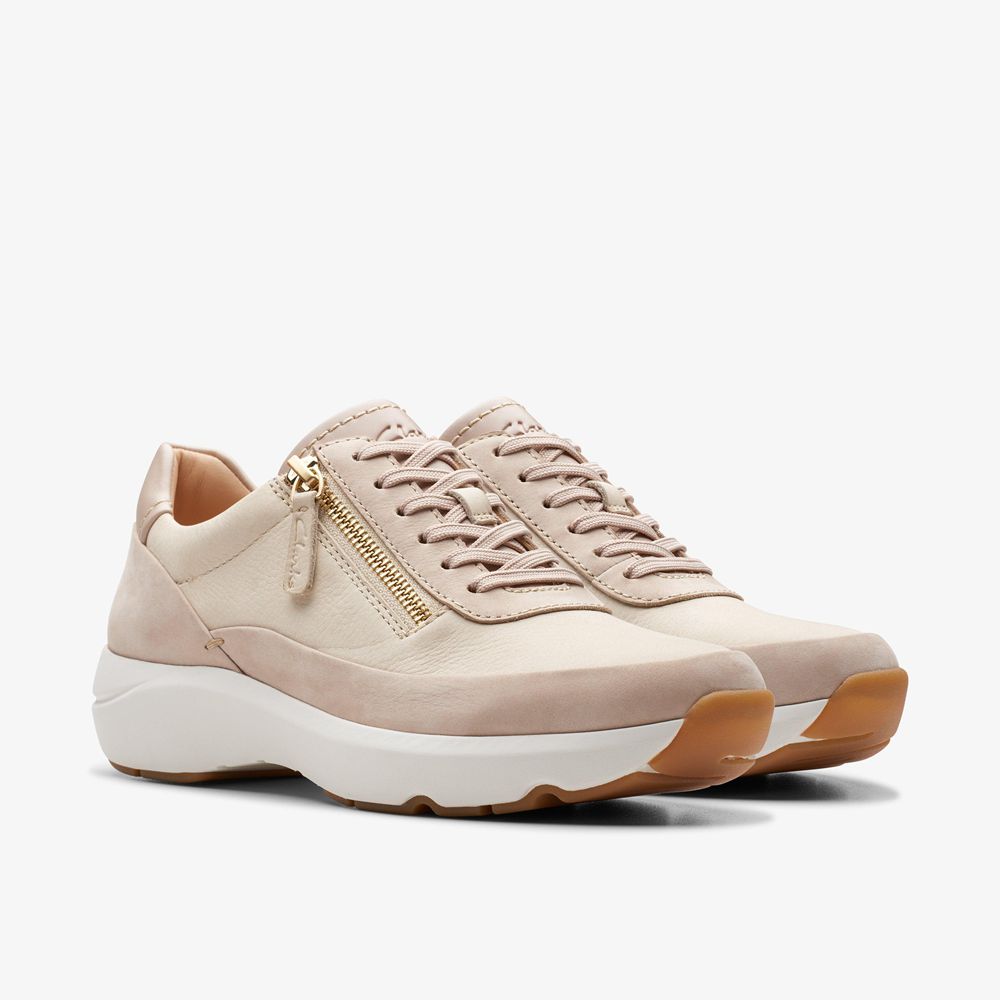 Beige Clarks Women's Tivoli Zip Sneakers | 540SXYFVJ