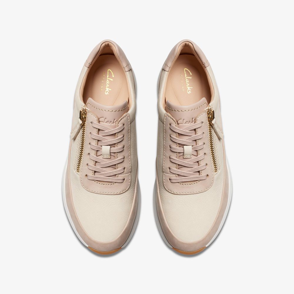 Beige Clarks Women's Tivoli Zip Sneakers | 540SXYFVJ