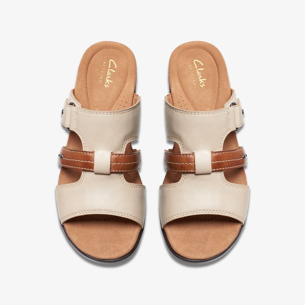 Beige Clarks Women's Tuleah Jane Heeled Sandals | 045MJWQOE