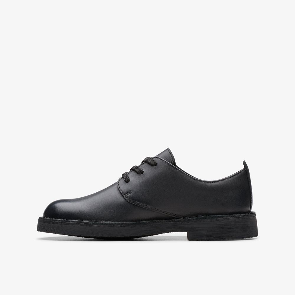 Black Clarks Kids Desert London Older Sneakers | 502YXHUGS