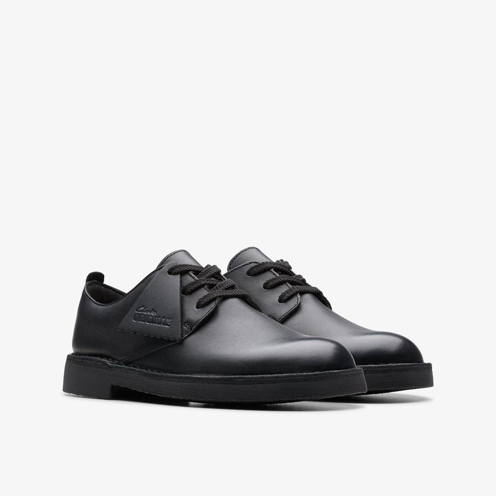 Black Clarks Kids Desert London Older Sneakers | 502YXHUGS