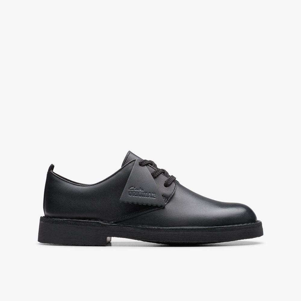 Black Clarks Kids Desert London Older Sneakers | 502YXHUGS