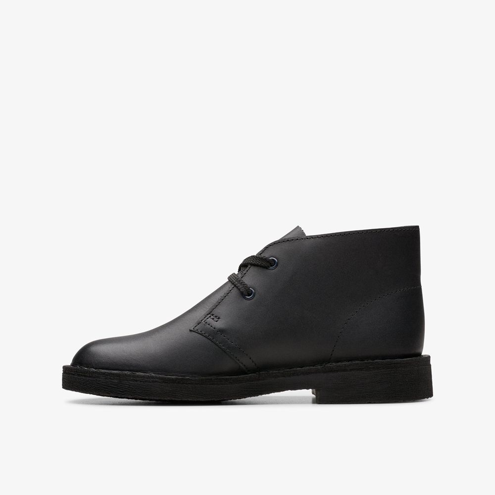 Black Clarks Kids Desert Older Boots | 796HVBZUN