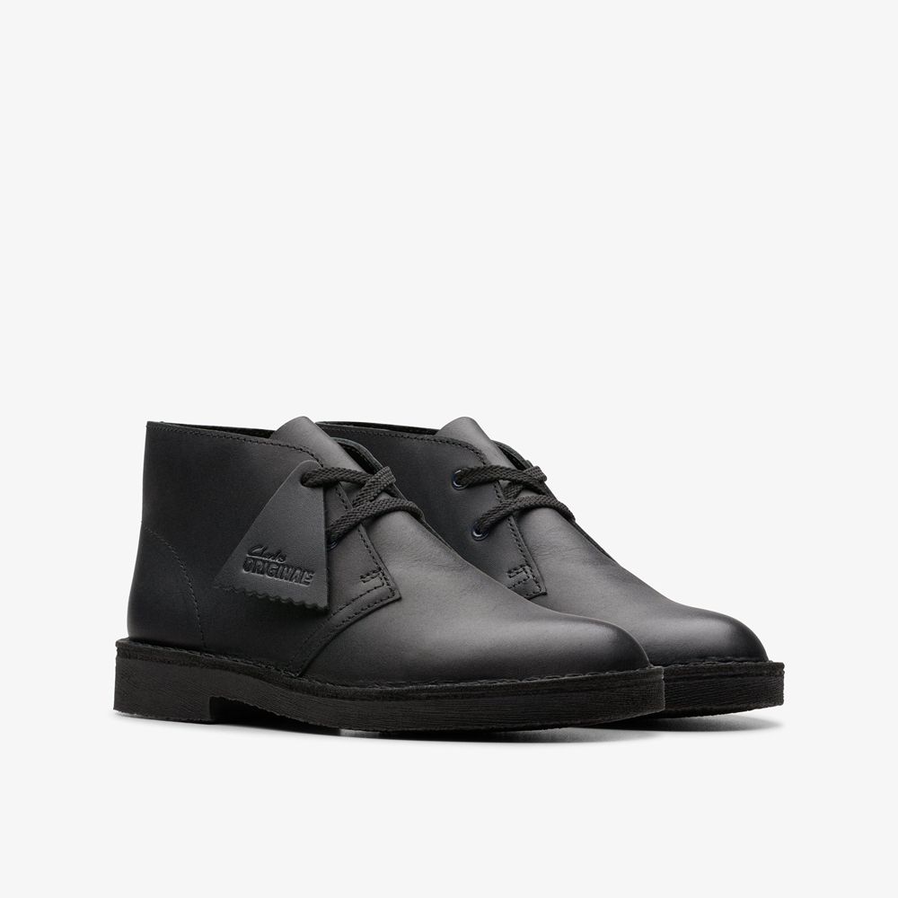 Black Clarks Kids Desert Older Boots | 796HVBZUN