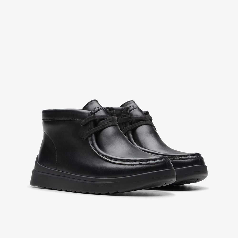 Black Clarks Kids Goal Wally Boots | 954DJZWEM