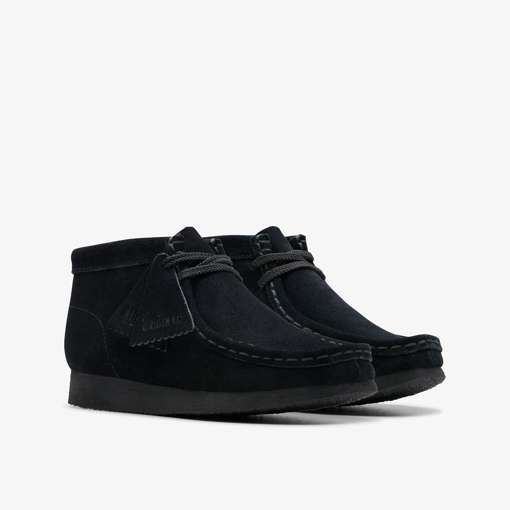 Black Clarks Kids Wallabee Older Boots | 407IBNVFG