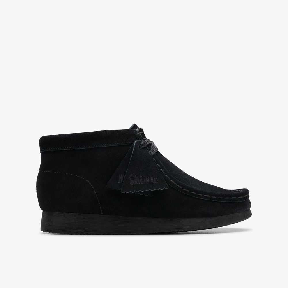 Black Clarks Kids Wallabee Older Boots | 407IBNVFG