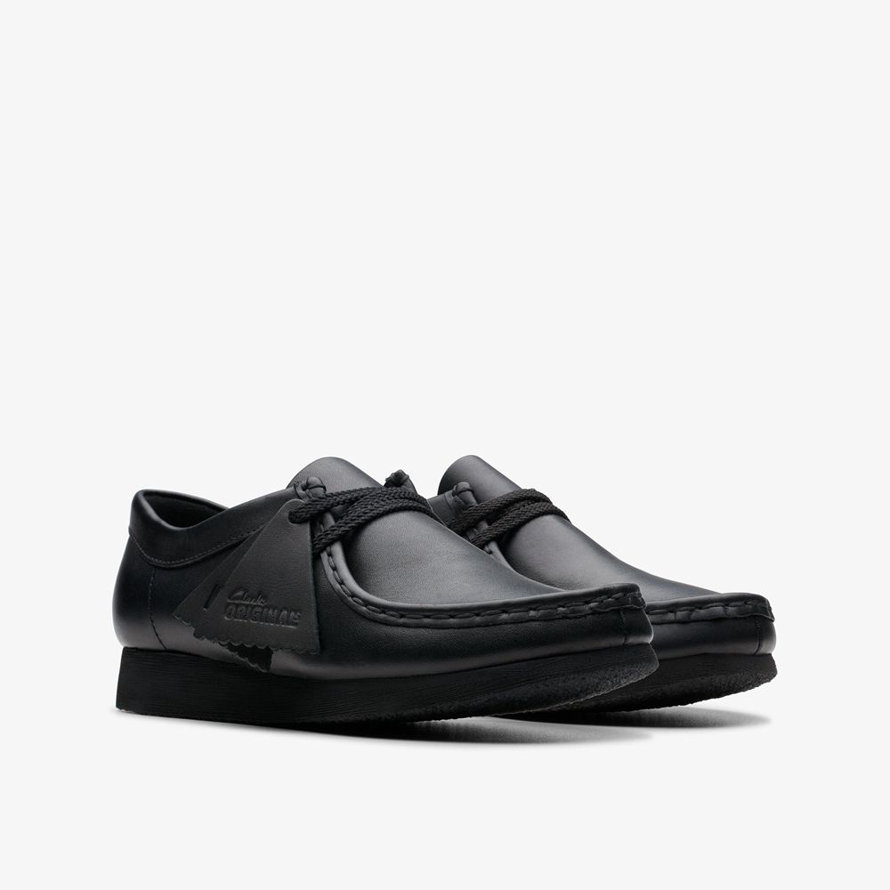 Black Clarks Kids Wallabee Older Sneakers | 761ZRCPXJ